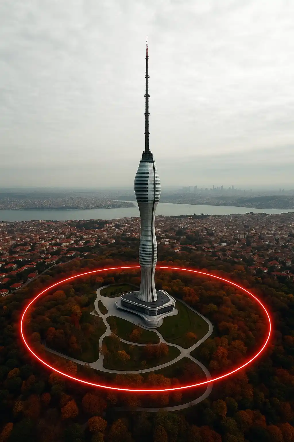 Perimeter security around the Çamlıca TV Tower is ensured by underground fiber optic cables.