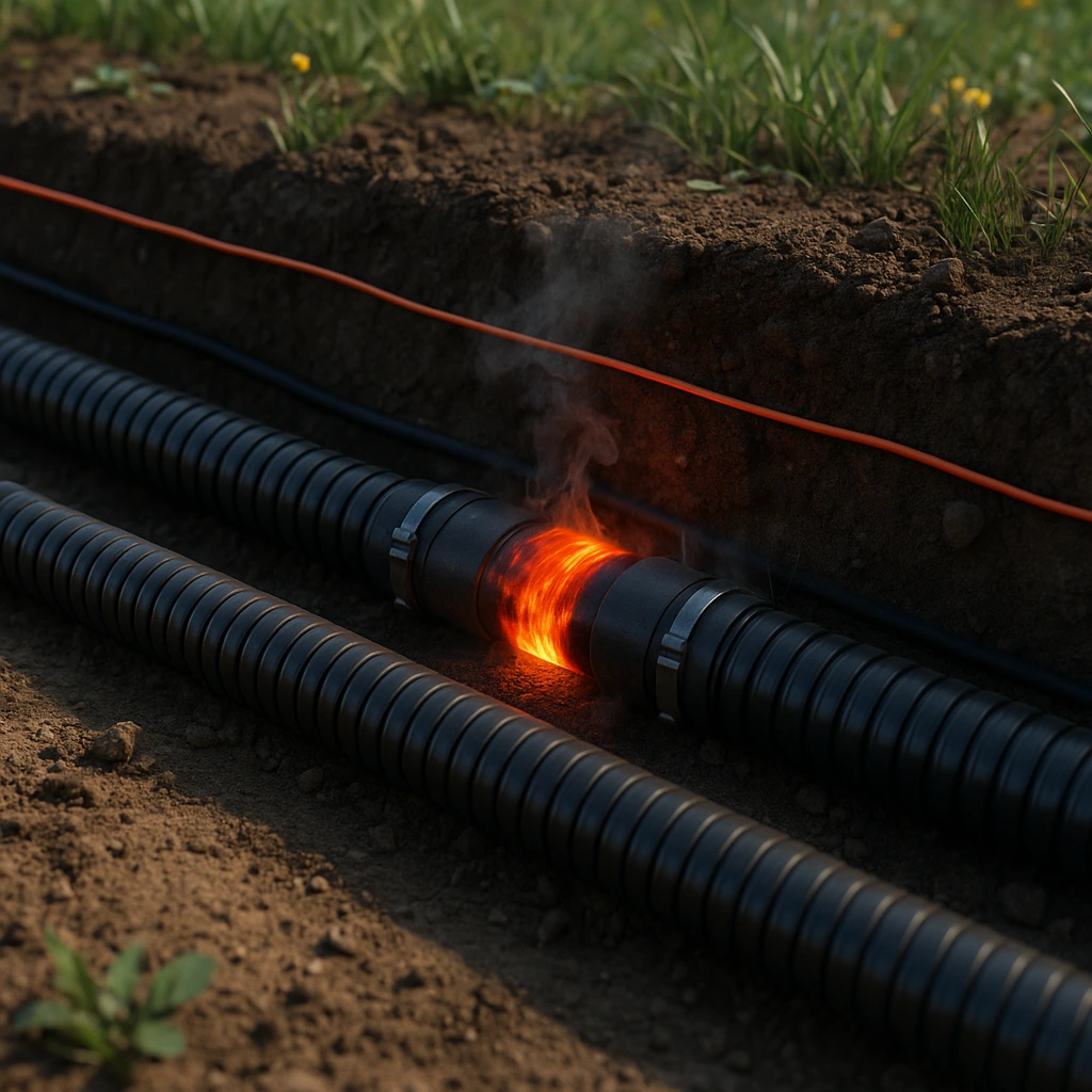Underground pipeline joint overheating detected through fiber optic Distributed Temperature Sensing (DTS) system by FOTAS.